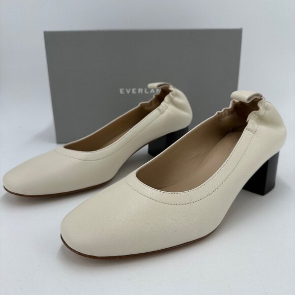 Everlane The Italian Leather Day Heel in Bone 10.5 Women's Elastic Back Comfort - Picture 3 of 5